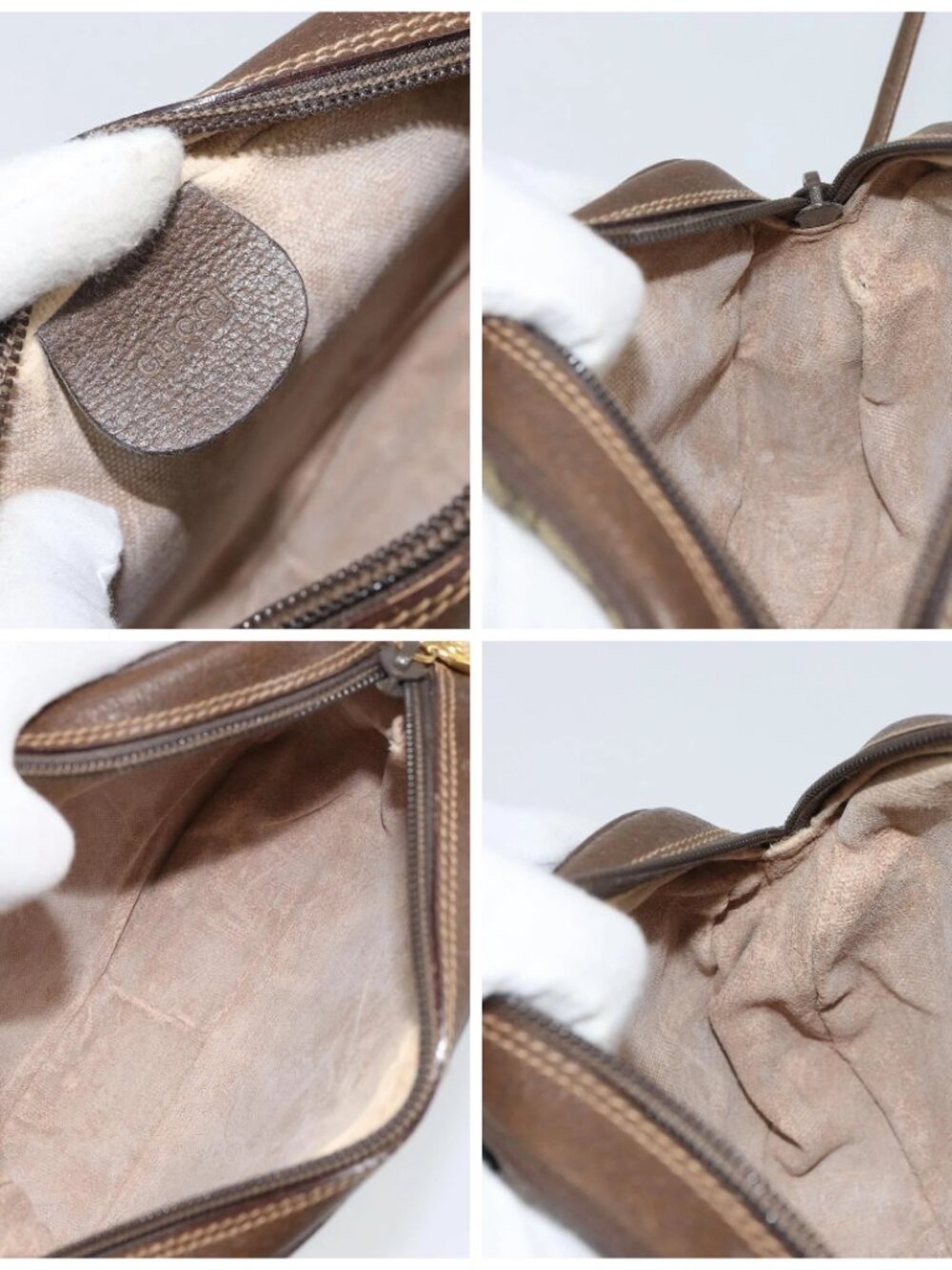 GUCCI GG Supreme Web Sherry Line Bag PVC Beige Gold 007 58 6112 1030 Auth 163653 - Picture 15 of 16